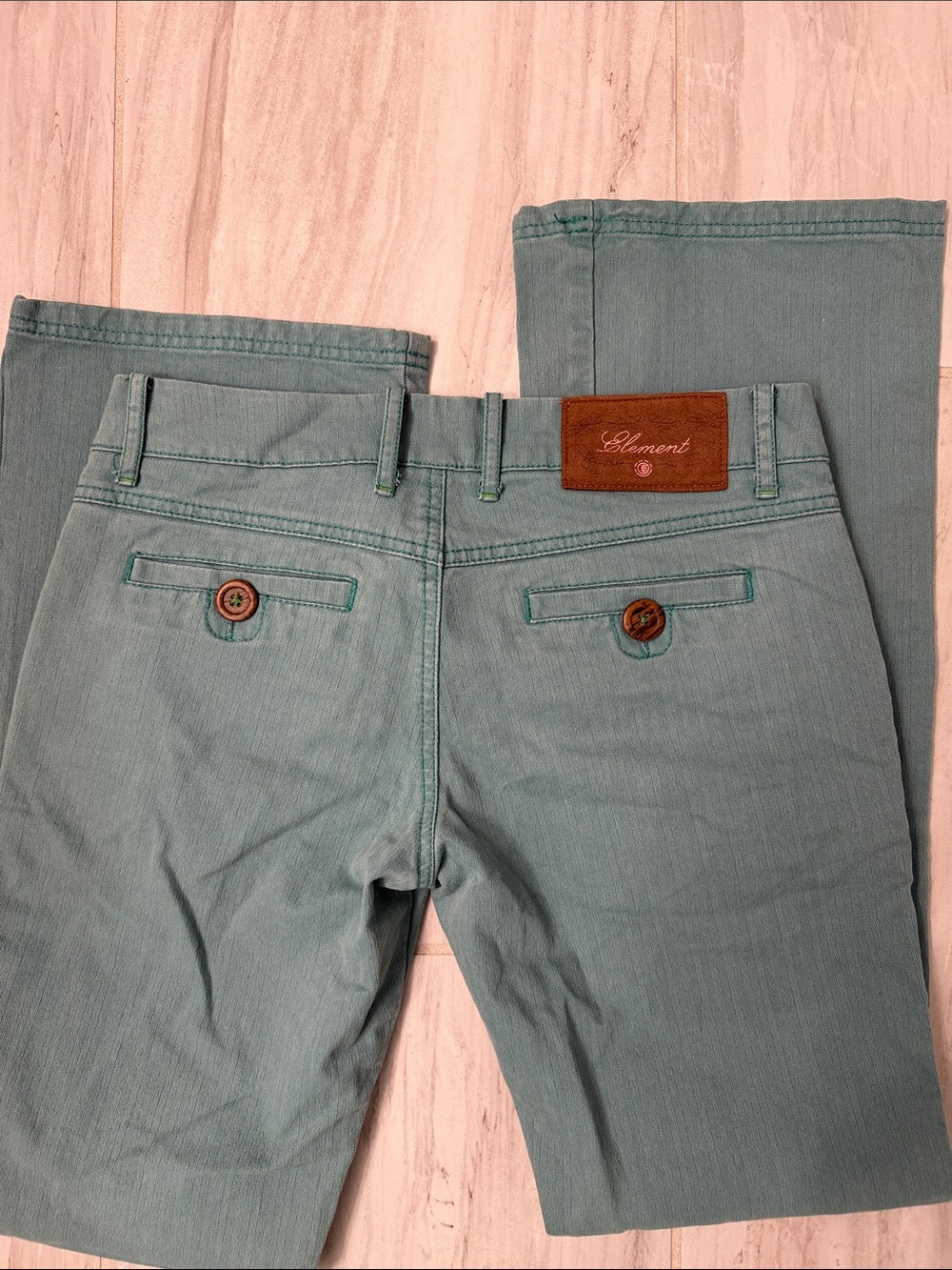 Teal Element Stretch Casual Pants with Button Accent size 3